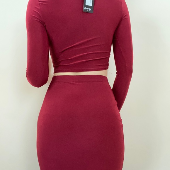 NASYY GAL Maroon 2 piece set high waisted XS NEW - Picture 2 of 2